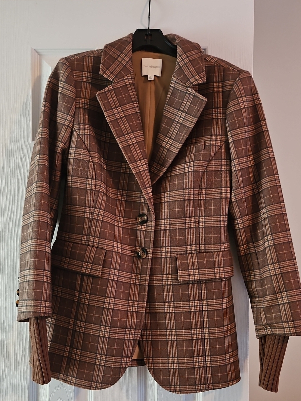 Brown Plaid Women's City Blazer